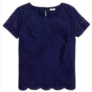 J Crew Factory Lace Tee Blue